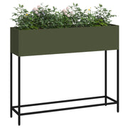 Jardinera Elevada 100x26x82 cm Verde Oliva Acero V9678 Vetonek