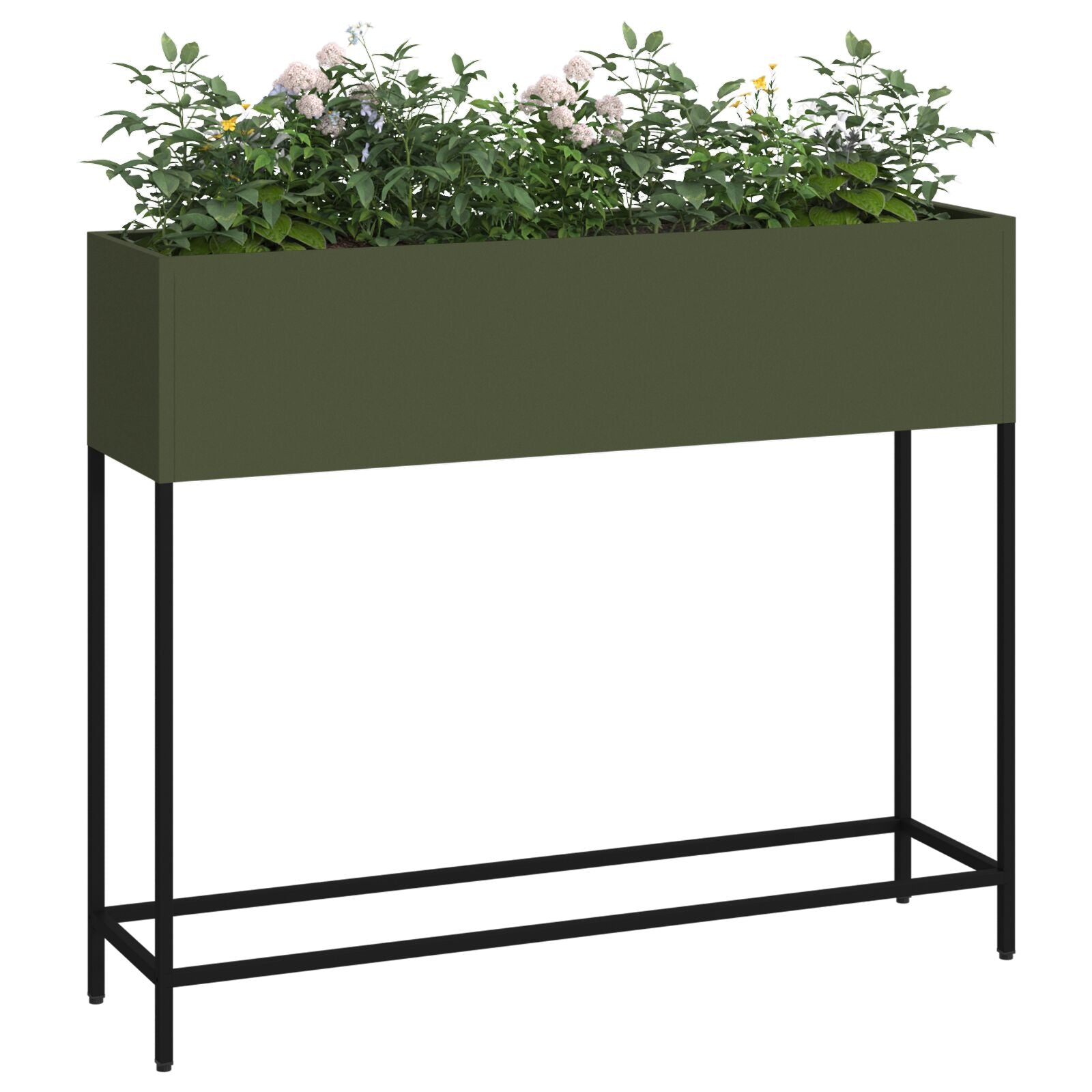 Jardinera Elevada 100x26x82 cm Verde Oliva Acero V9678 Vetonek