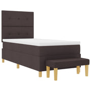 Bed with Slatted Base with Mattress and Bench Dark Brown 80x200 cm Fabric V3049 Vetonek