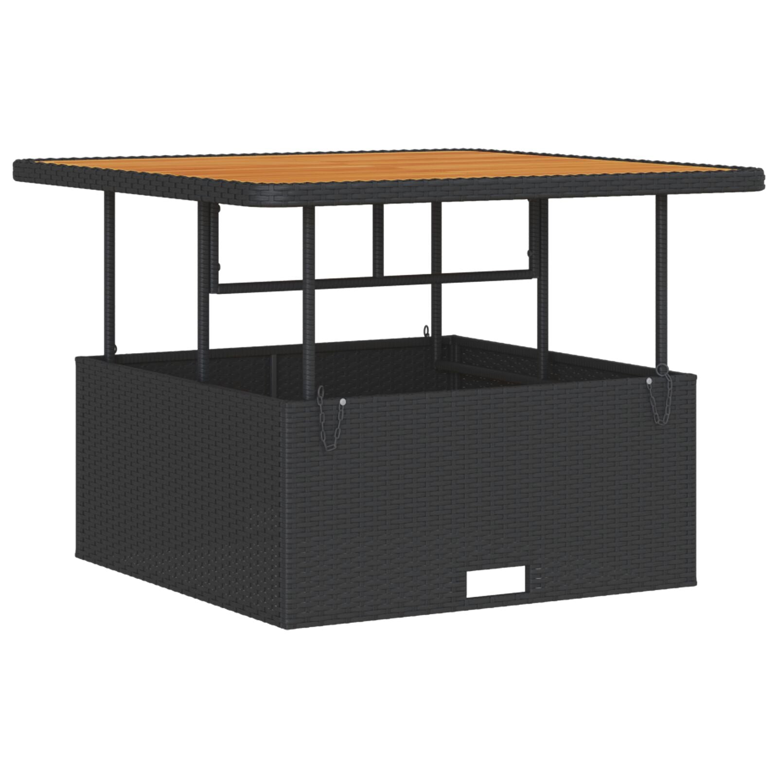 Conjunto de Comedor de Jardín de 3 Piezas con Cojines Negros de Poliratán y Acacia V0094 Vetonek