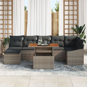 8-Piece Garden Dining Set with Acacia Polyrattan Gray Cushions V9801 Vetonek