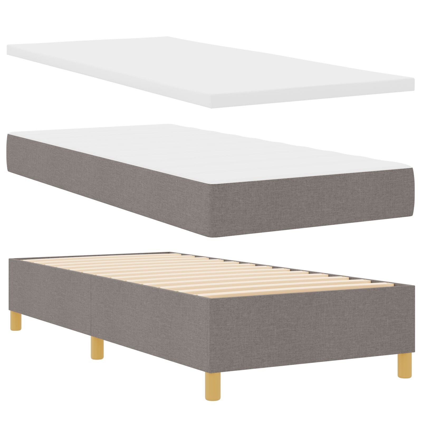 Box Spring Bed with Mattress and Taupe Bench 90x190 cm Fabric V3124 Vetonek