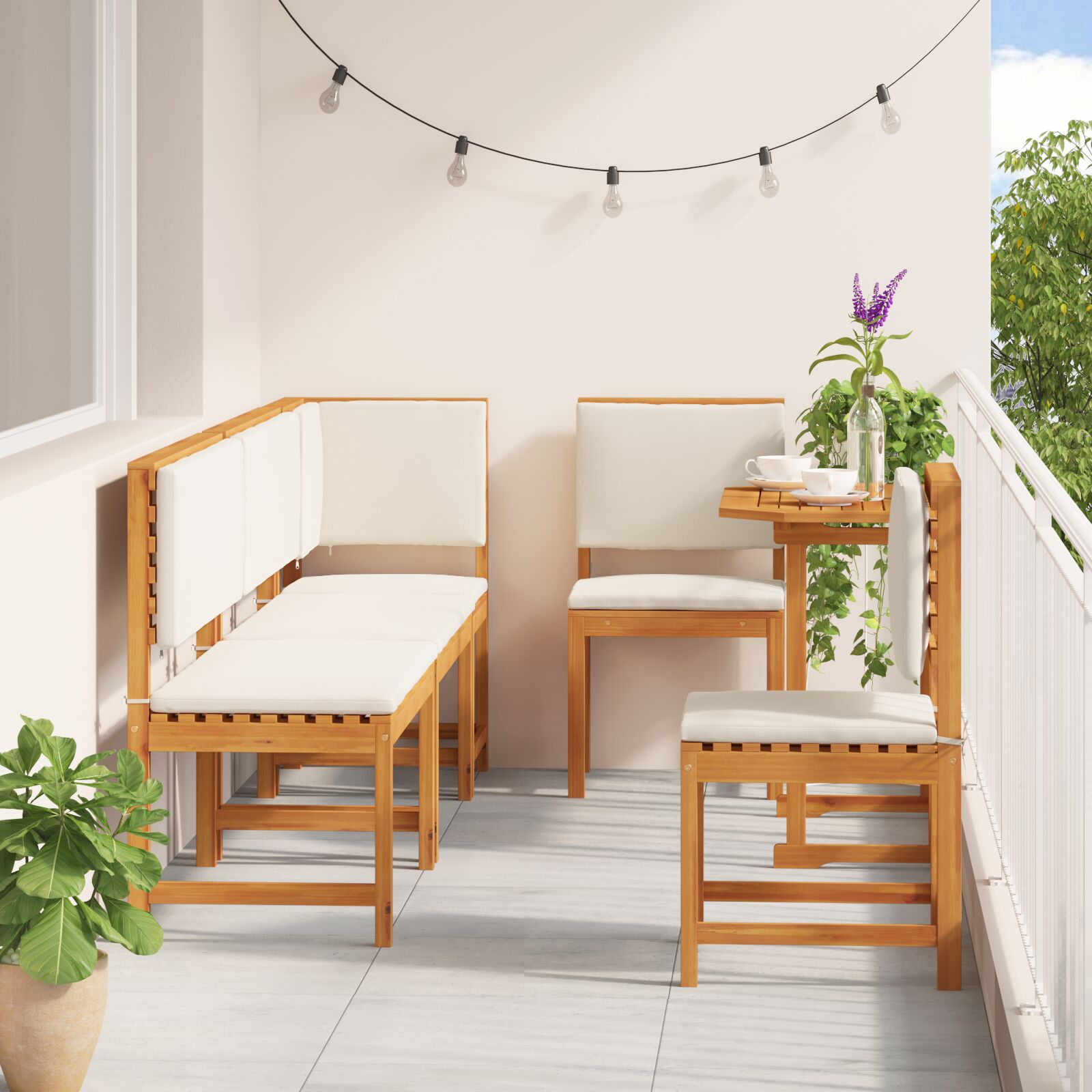 6-Piece Garden Dining Set with Solid Acacia Wood Cushions V2294 Vetonek