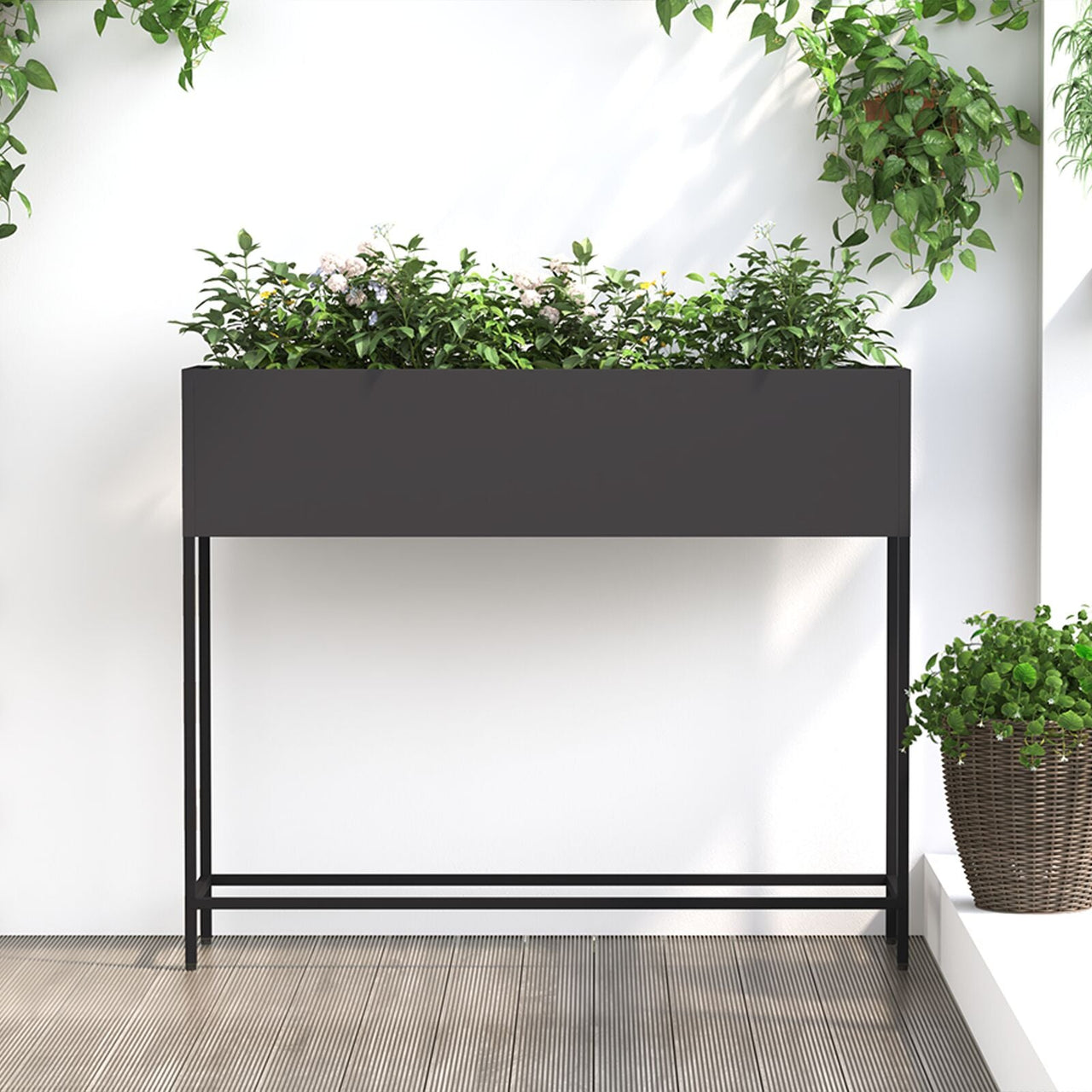 Raised Garden 100x26x82 cm Black Steel V9647 Vetonek