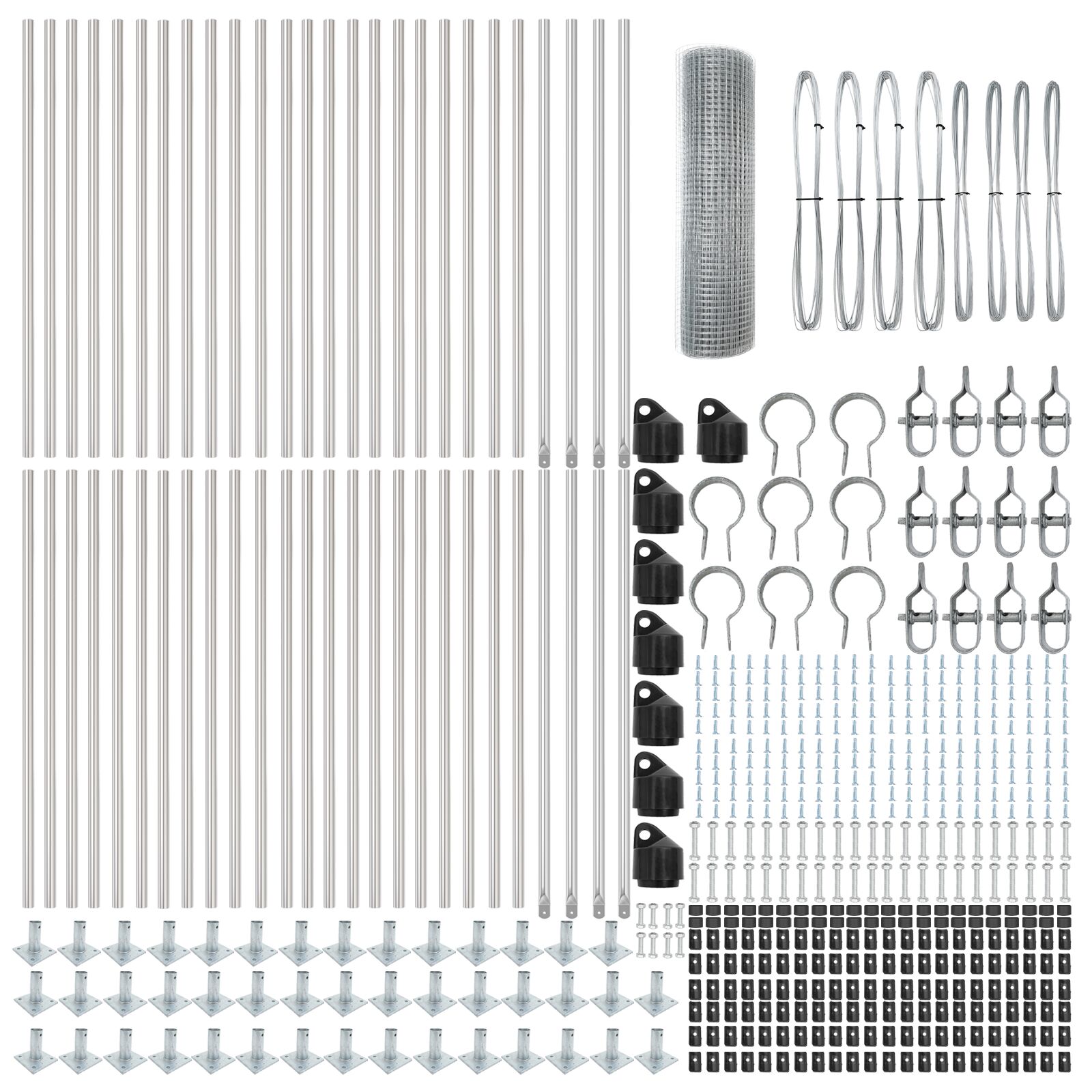 Clôture en fil soudé avec 13 poteaux avec bride 1x100 m en acier galvanisé V5462 Vetonek