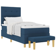 Box Spring bed with mattress and blue bench 90x190 cm fabric V3148 Vetonek