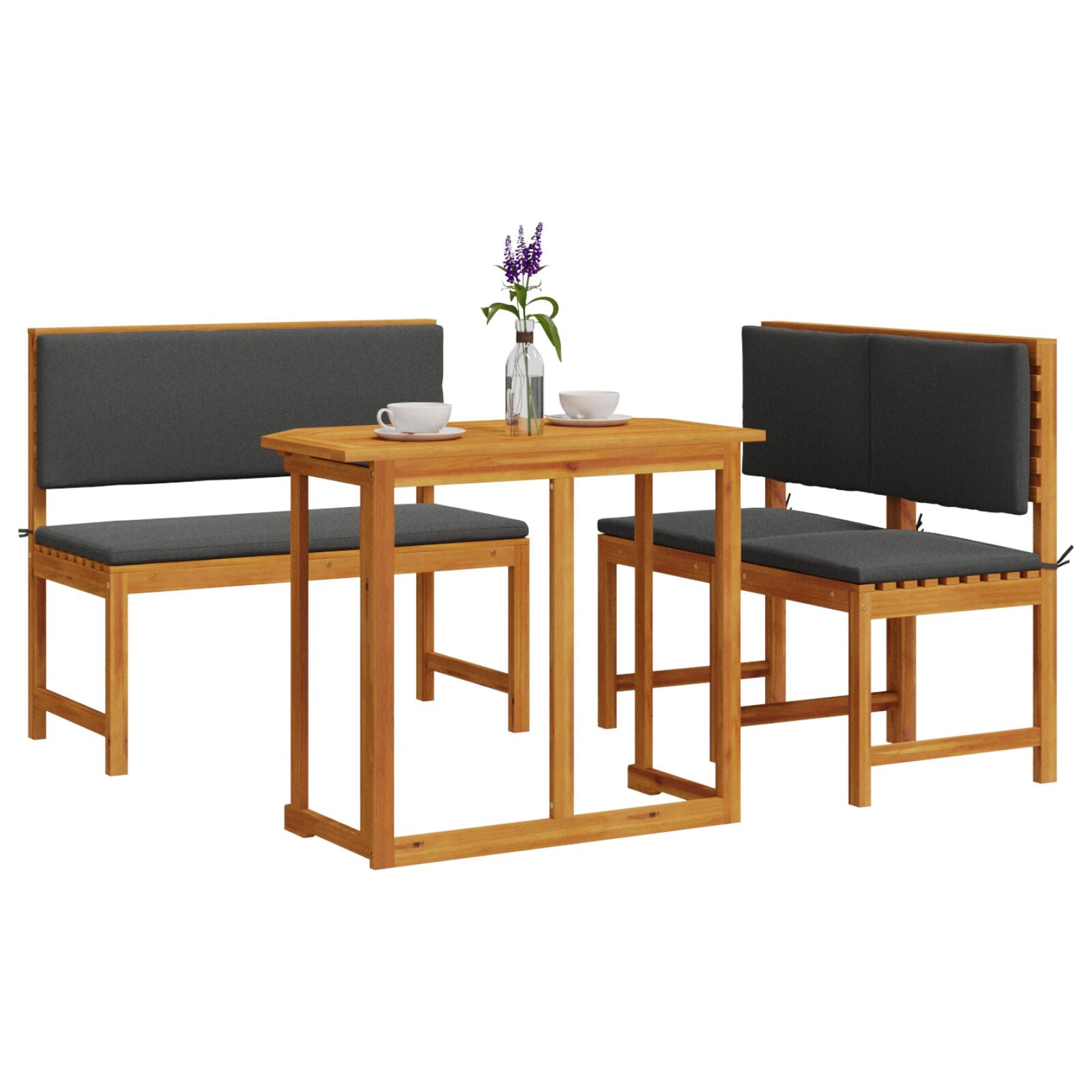 4 Piece Garden Dining Set with Solid Acacia Wood Cushions V2263 Vetonek