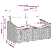 8 Piece Garden Dining Set with Acacia Black Poly Rattan Cushions V9092 Vetonek