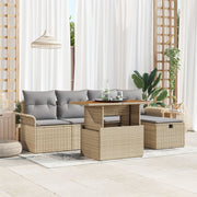 6-Piece Garden Sofa Set with Beige Polyester Rattan Cushions V1090 Vetonek
