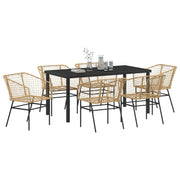 Set de Comedor de Jardín  de 7 Piezas Marrón Poliratán V8210 Vetonek