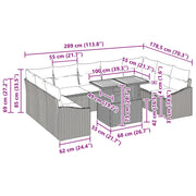 10 Piece Garden Dining Set with Gray Cushions Acacia Synthetic Rattan V9948 Vetonek