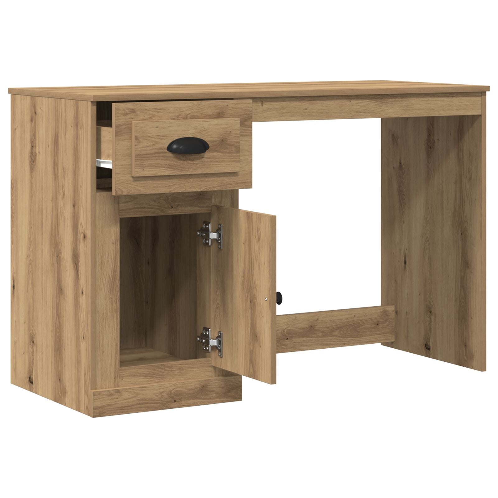 Bureau artisanal en chêne avec rangement 50x115x75 cm Bois travaillé V2213 Vetonek