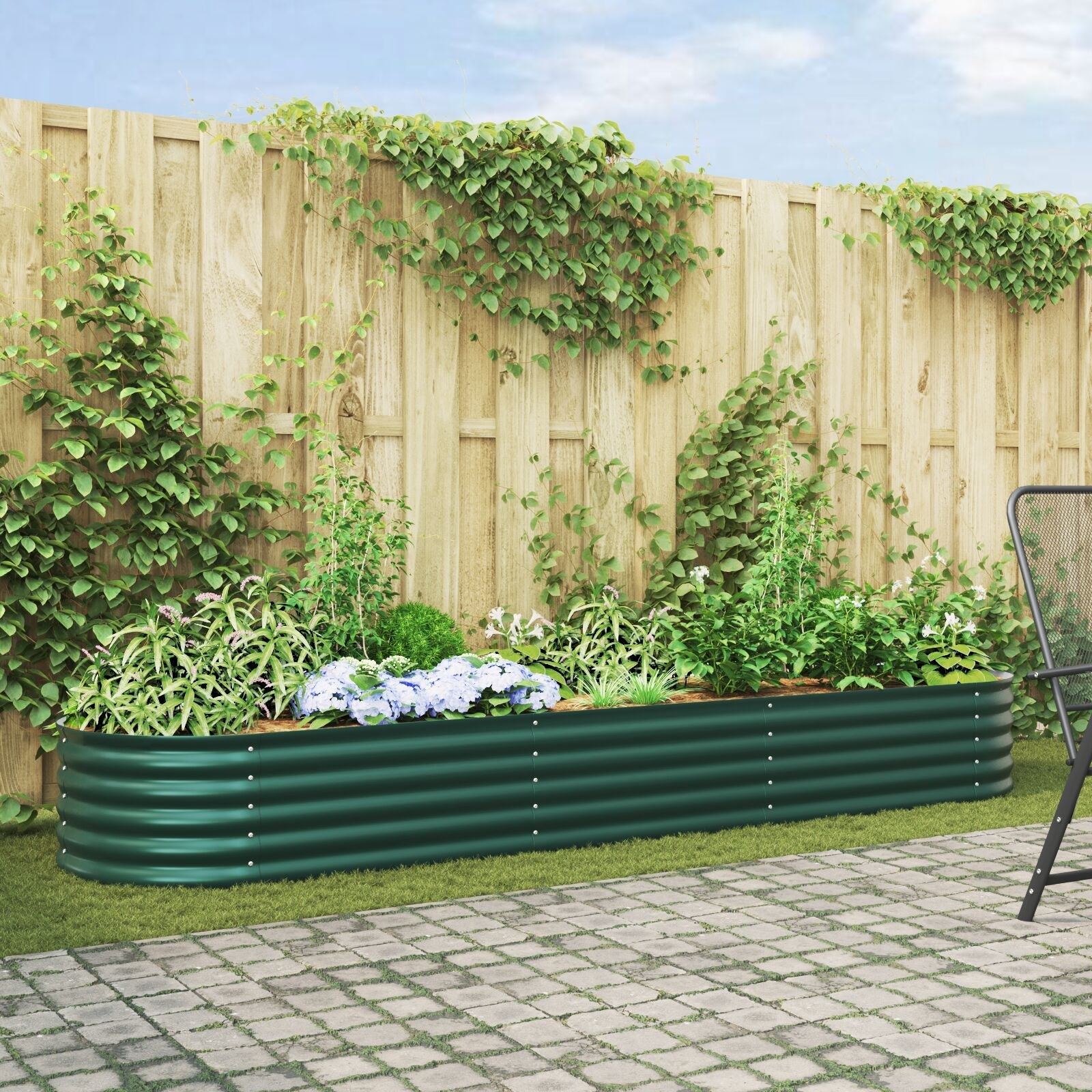 Huerto Elevado Verde 320x80x44 cm de Acero Galvanizado V3573 Vetonek