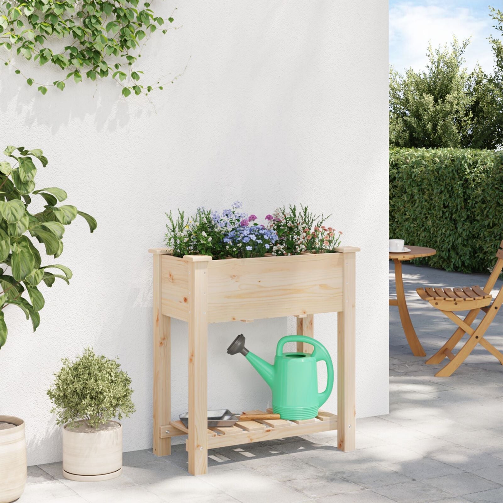 Macetero de Jardín con Rejillas 71x37x76 cm de Madera Sólida de Abeto V0678 Vetonek