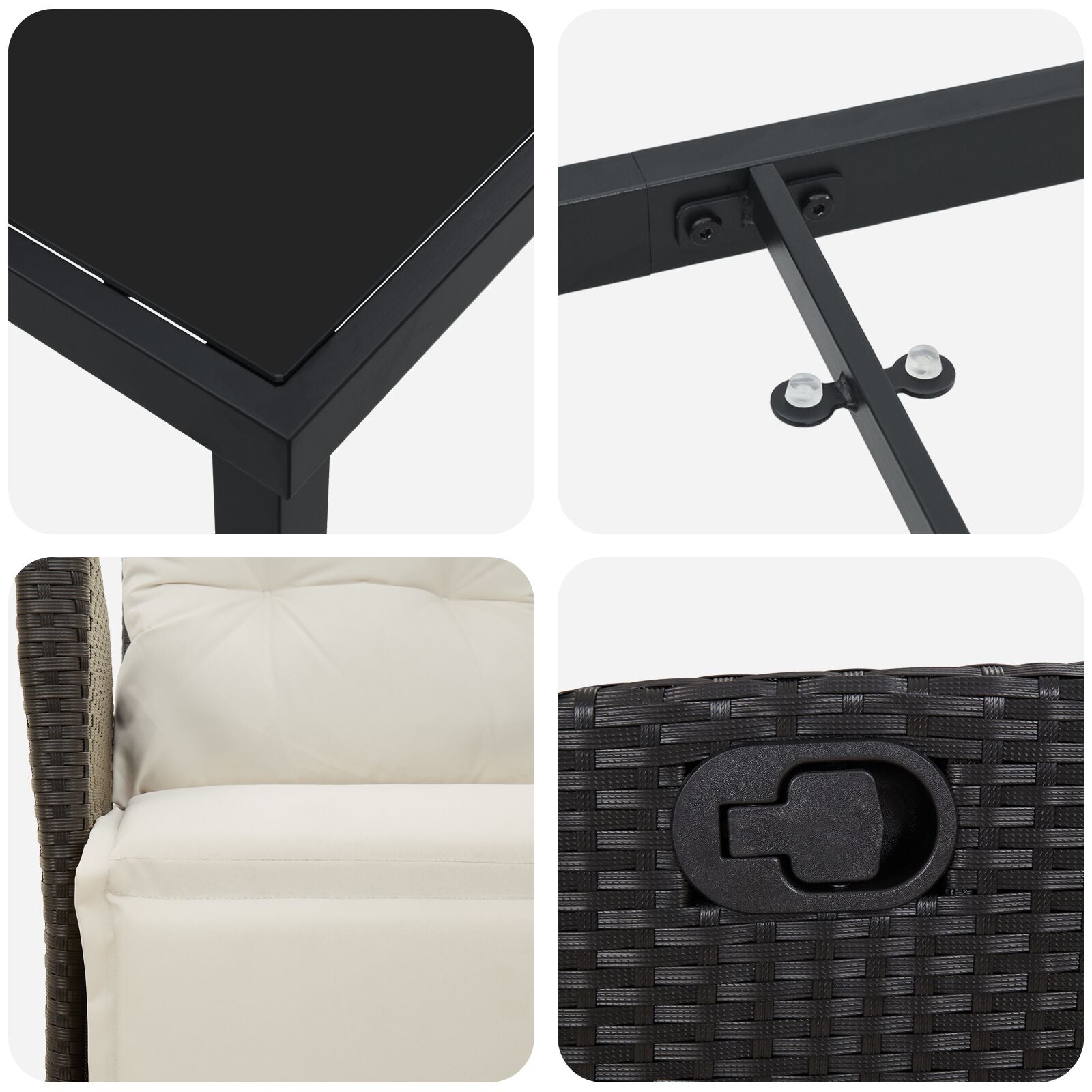 Conjunto de Comedor de Jardín de 9 Piezas Rattan Polímero Negro V4526 Vetonek