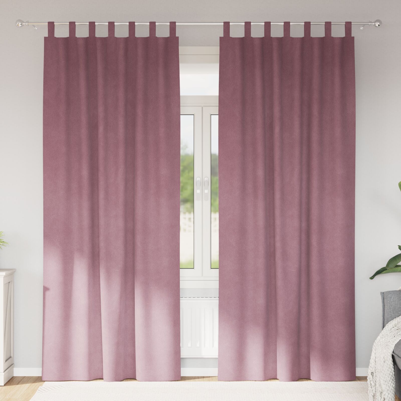 Blackout Curtains with Hanging Ties 2 pcs Dark Pink Velvet V3433 Vetonek