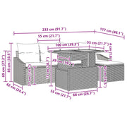 6 Piece Garden Dining Set with Black Polyester Rattan Cushions V9412 Vetonek