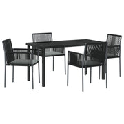 Conjunto de Comedor de Jardín  de 5 Piezas con Cojines Negro Poliratán V0369 Vetonek