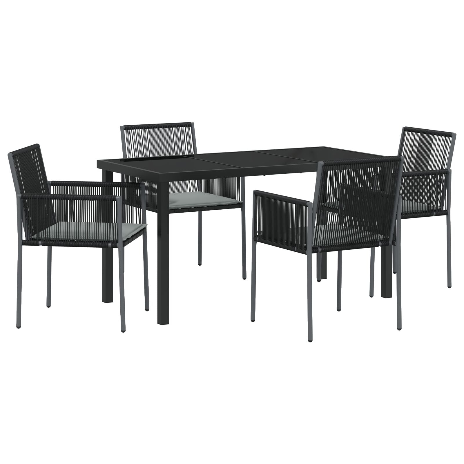 Conjunto de Comedor de Jardín  de 5 Piezas con Cojines Negro Poliratán V0369 Vetonek
