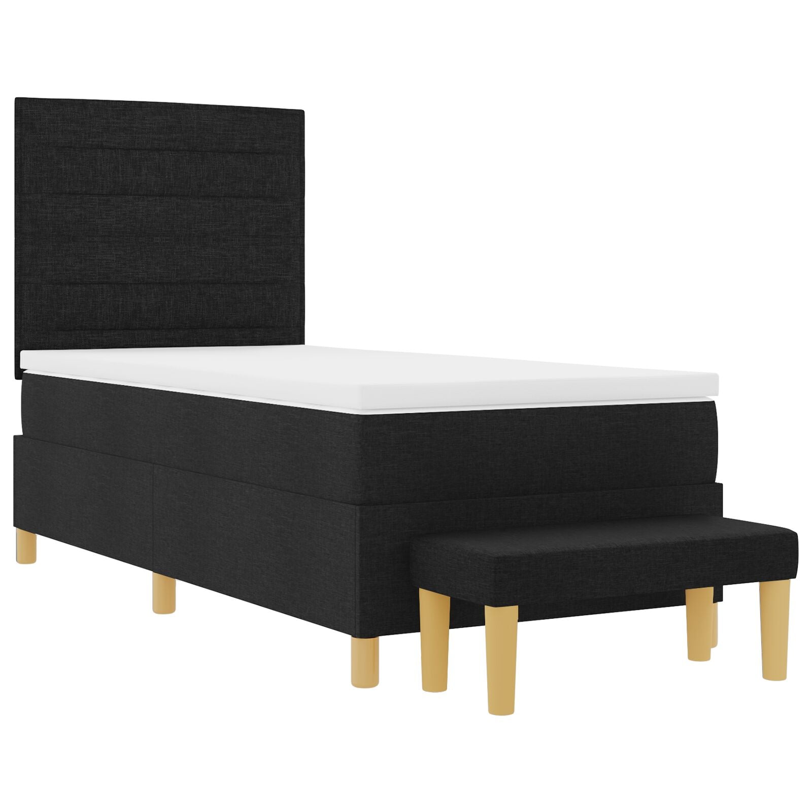 Bed Frame with Mattress Set of 2 Black Fabric 90 x 190 cm V2332 Vetonek