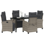 Conjunto de Comedor de Jardín de 5 Piezas Gris Ratán Poliéster V3574 Vetonek