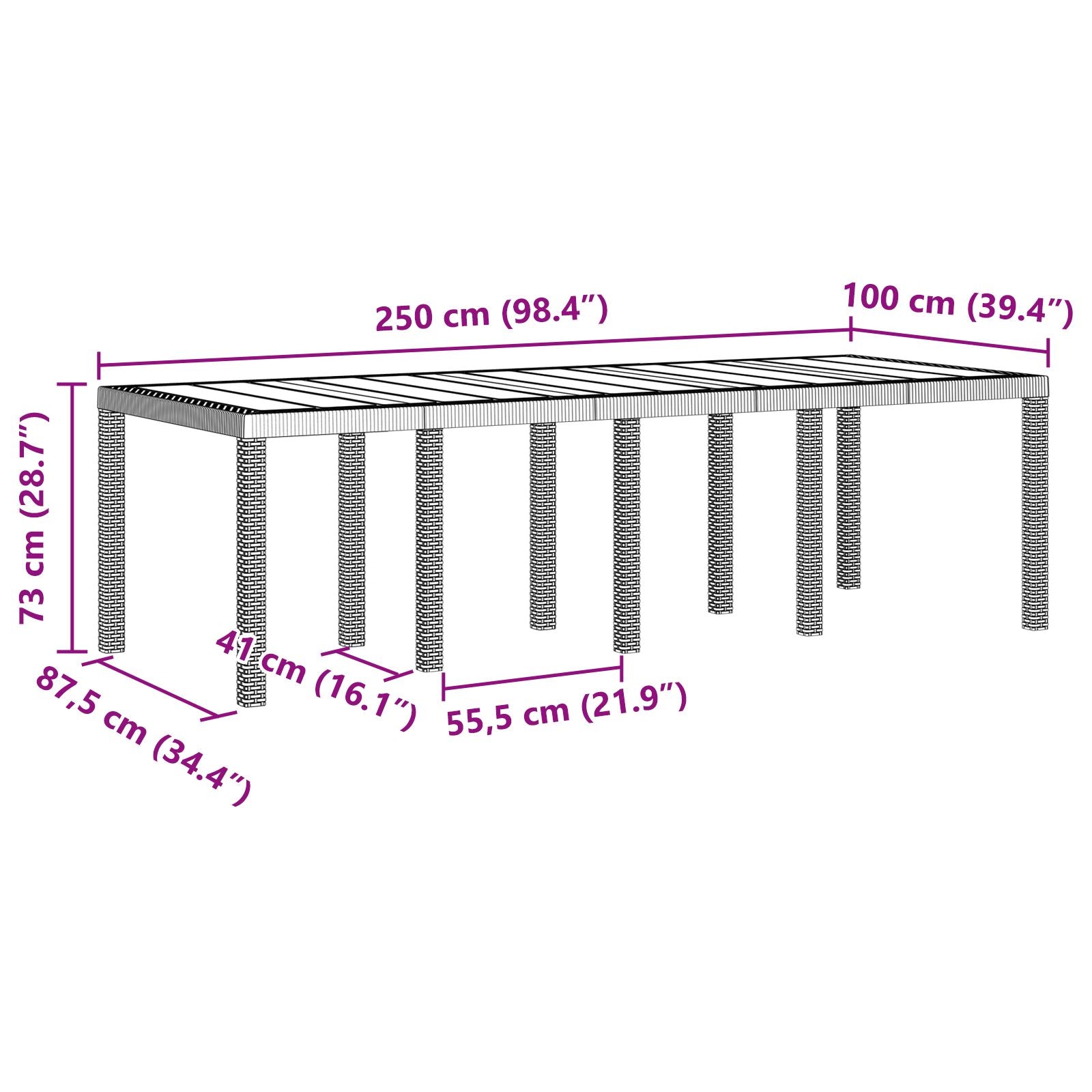 Conjunto de Comedor de Jardín de 11 Piezas con Cojines Antracita Poliratán V5472 Vetonek