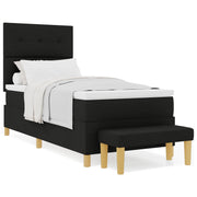 Box Spring bed with mattress and black bench 90x190 cm fabric V3100 Vetonek