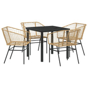 Set de Comedor de Jardín  de 5 Piezas en Poliratán Marrón V8180 Vetonek