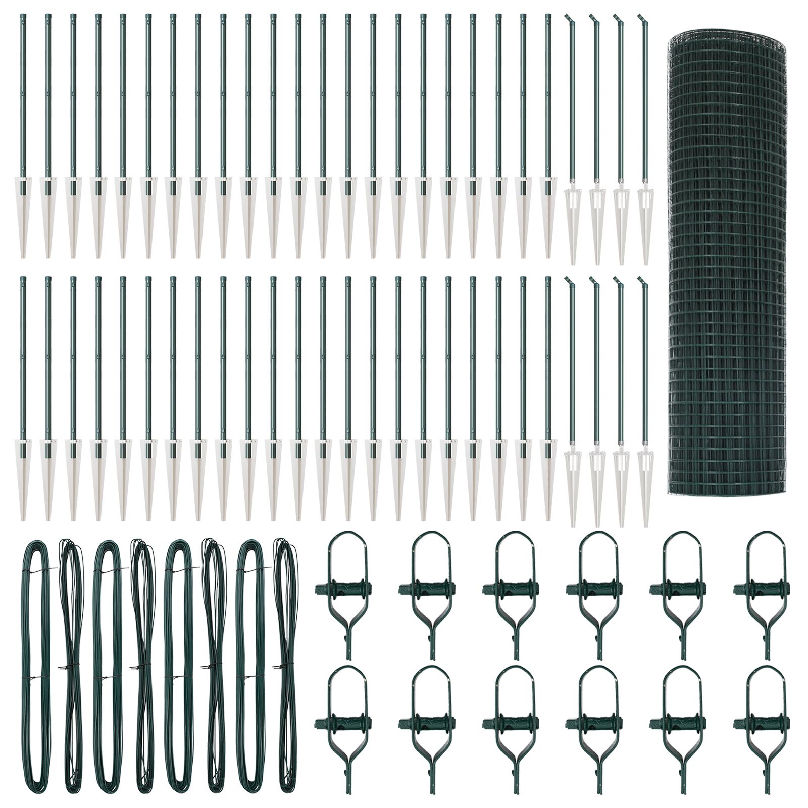Clôture en fil soudé avec 13 poteaux avec pointes vert 1x100 m acier V3093 Vetonek
