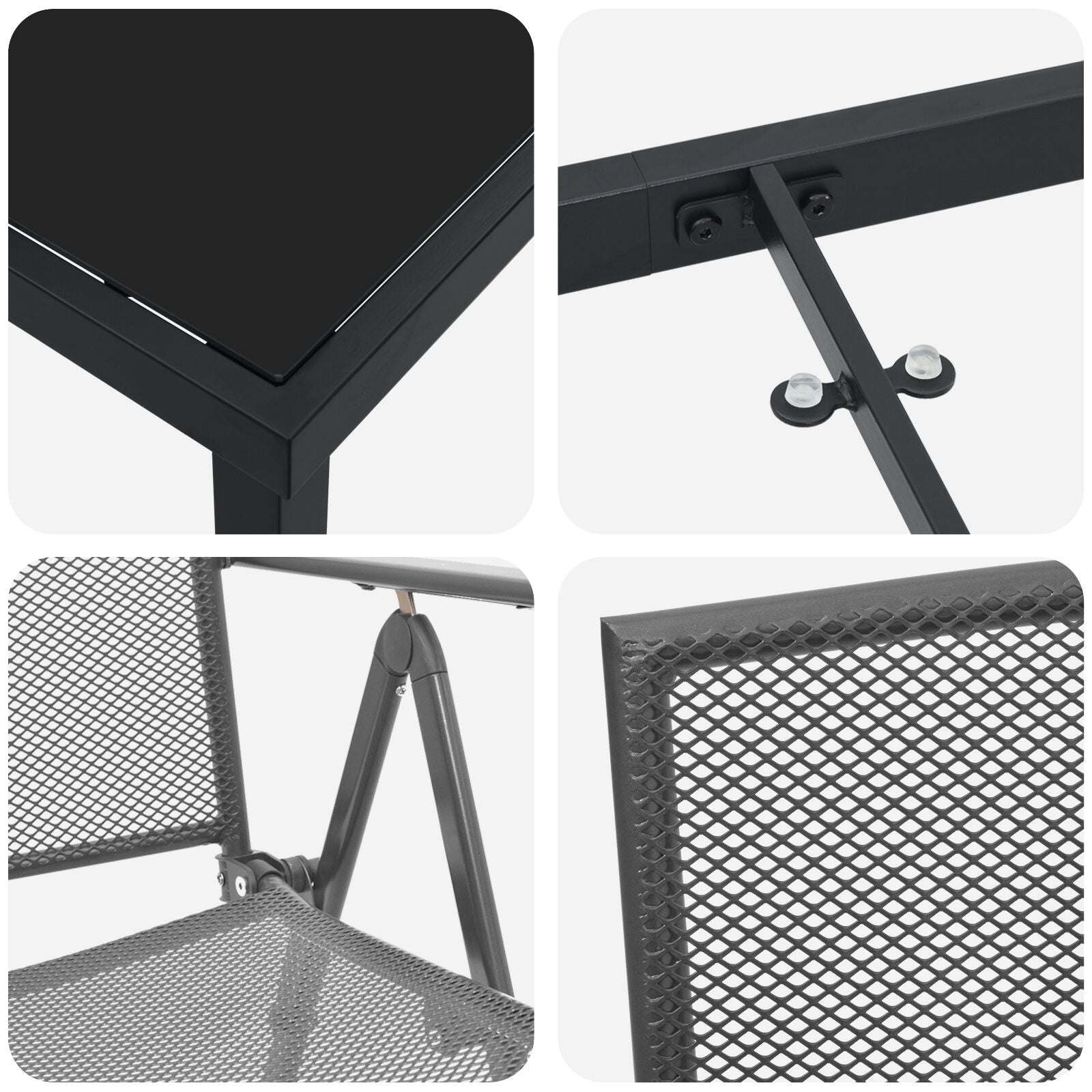 Conjunto de Comedor de Jardín de 3 Piezas  Acero Antracita V2165 Vetonek