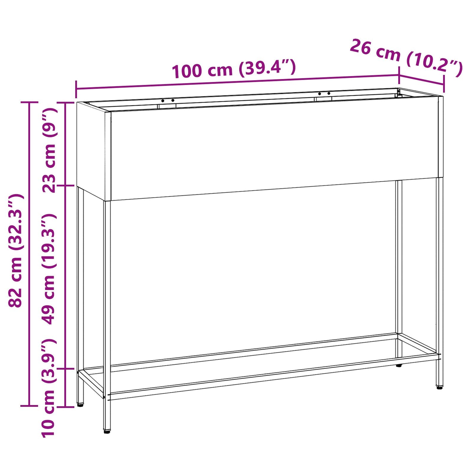 Jardinera Elevada 100x26x82 cm Acero Inoxidable V9685 Vetonek