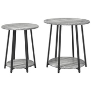 Mesa Lateral 2 pcs Gris Sonoma de Madera y Metal V4252 Vetonek