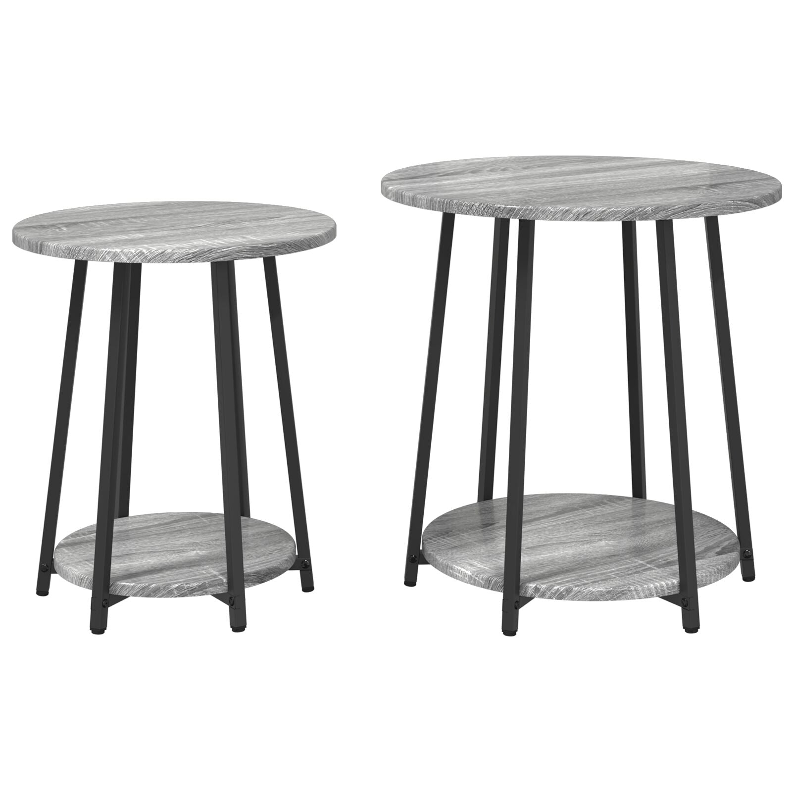 Mesa Lateral 2 pcs Gris Sonoma de Madera y Metal V4252 Vetonek