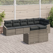 8 Piece Garden Dining Set with Gray Synthetic Rattan Cushions V7090 Vetonek
