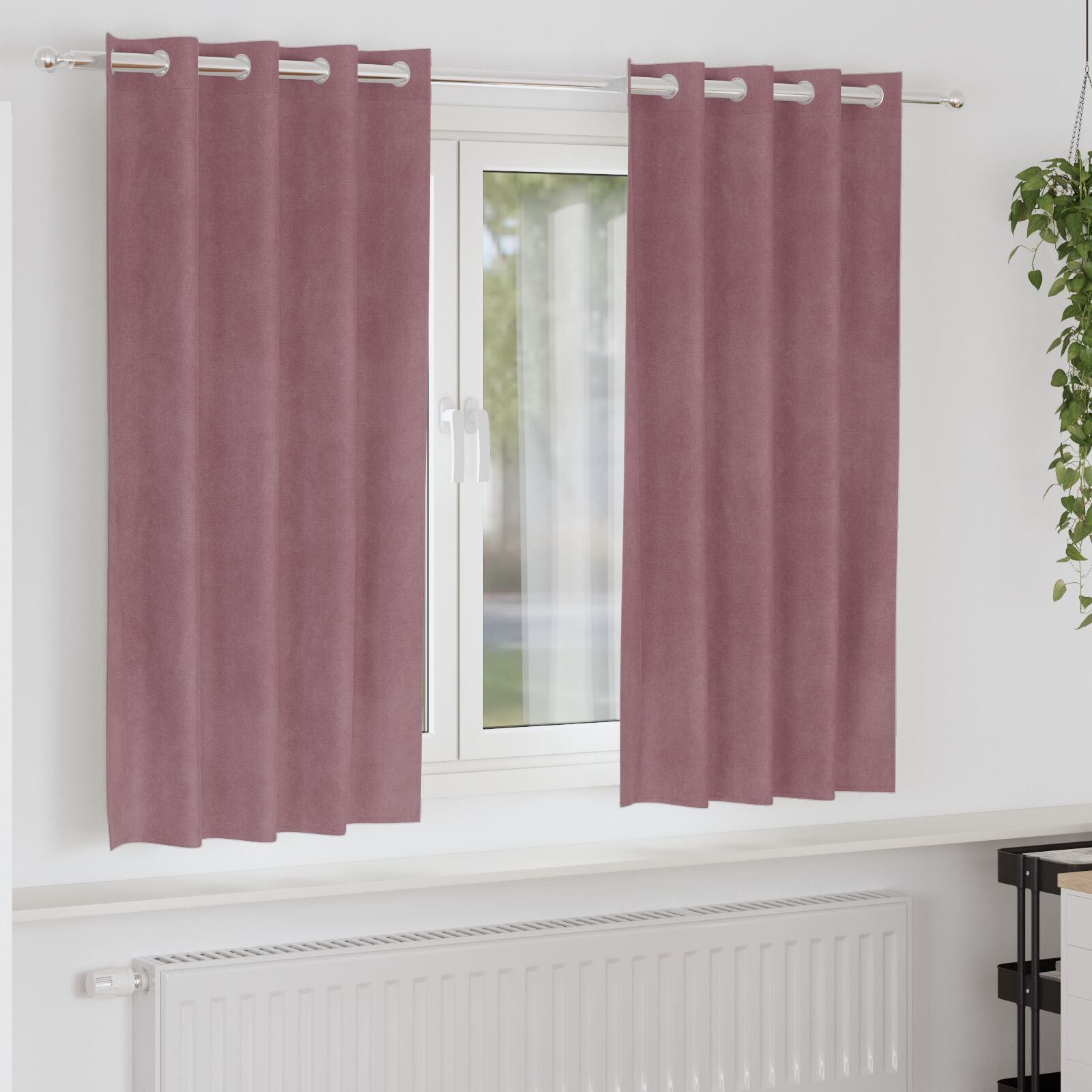 Cortinas Opacas con Ojales 2 pcs de Terciopelo Rosa Oscuro V3303 Vetonek