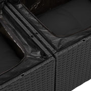 6 Piece Garden Dining Set with Cushions Black Polyrattan V7335 Vetonek