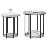 Mesa Lateral 2 pcs Gris Sonoma de Madera y Metal V4375 Vetonek