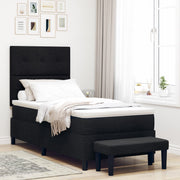Bed with Slatted Base with Mattress and Bench Black 90x190 cm Fabric V0796 Vetonek