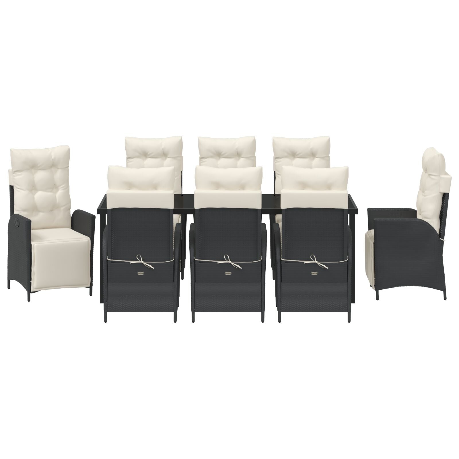 Conjunto de Comedor de Jardín de 9 Piezas Rattan Polímero Negro V4526 Vetonek