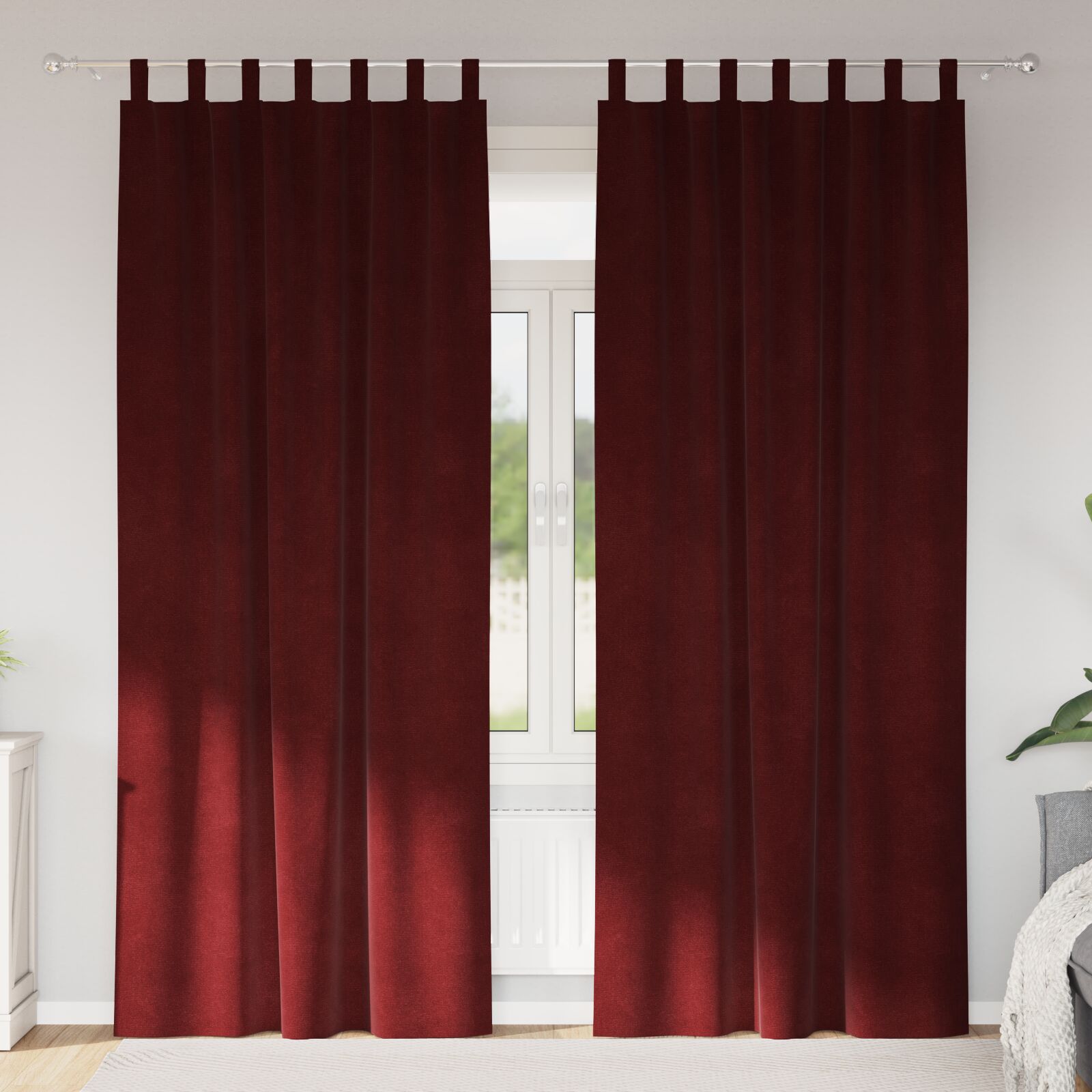 Blackout Curtains with Suspension Ties 2 pcs Wine Red Velvet V4034 Vetonek
