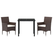 Conjunto de Comedor de Jardín de 3 Piezas Marrón Poliratán V6644 Vetonek