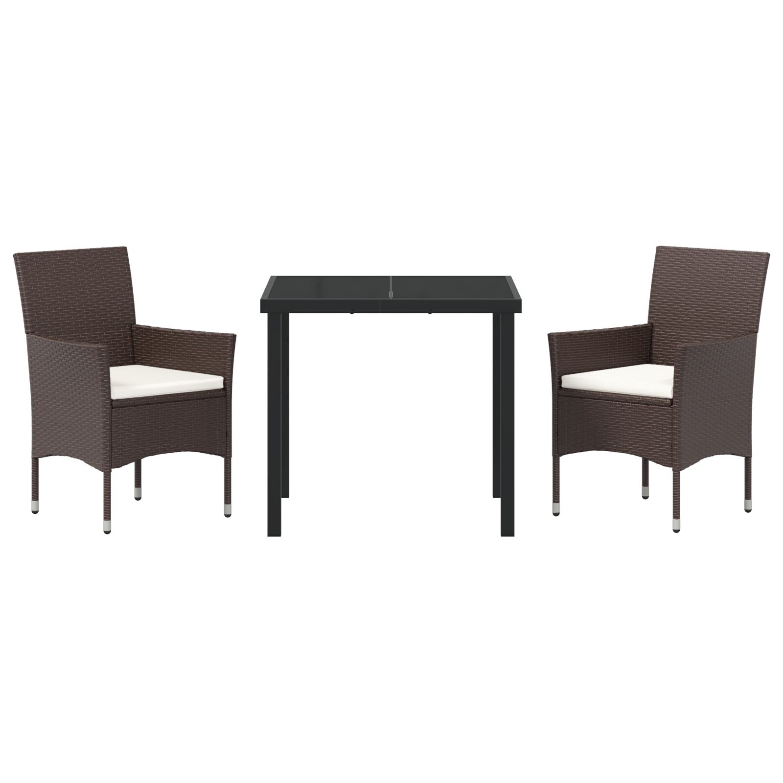 Conjunto de Comedor de Jardín de 3 Piezas Marrón Poliratán V6644 Vetonek