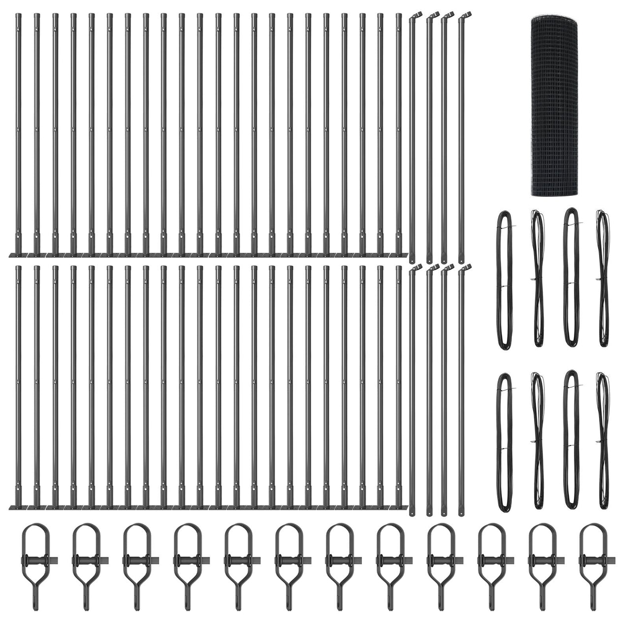 Cerca de Malla Soldada  con 13 Postes Flangeados Gris 0.6x100 m Acero V7756 Vetonek
