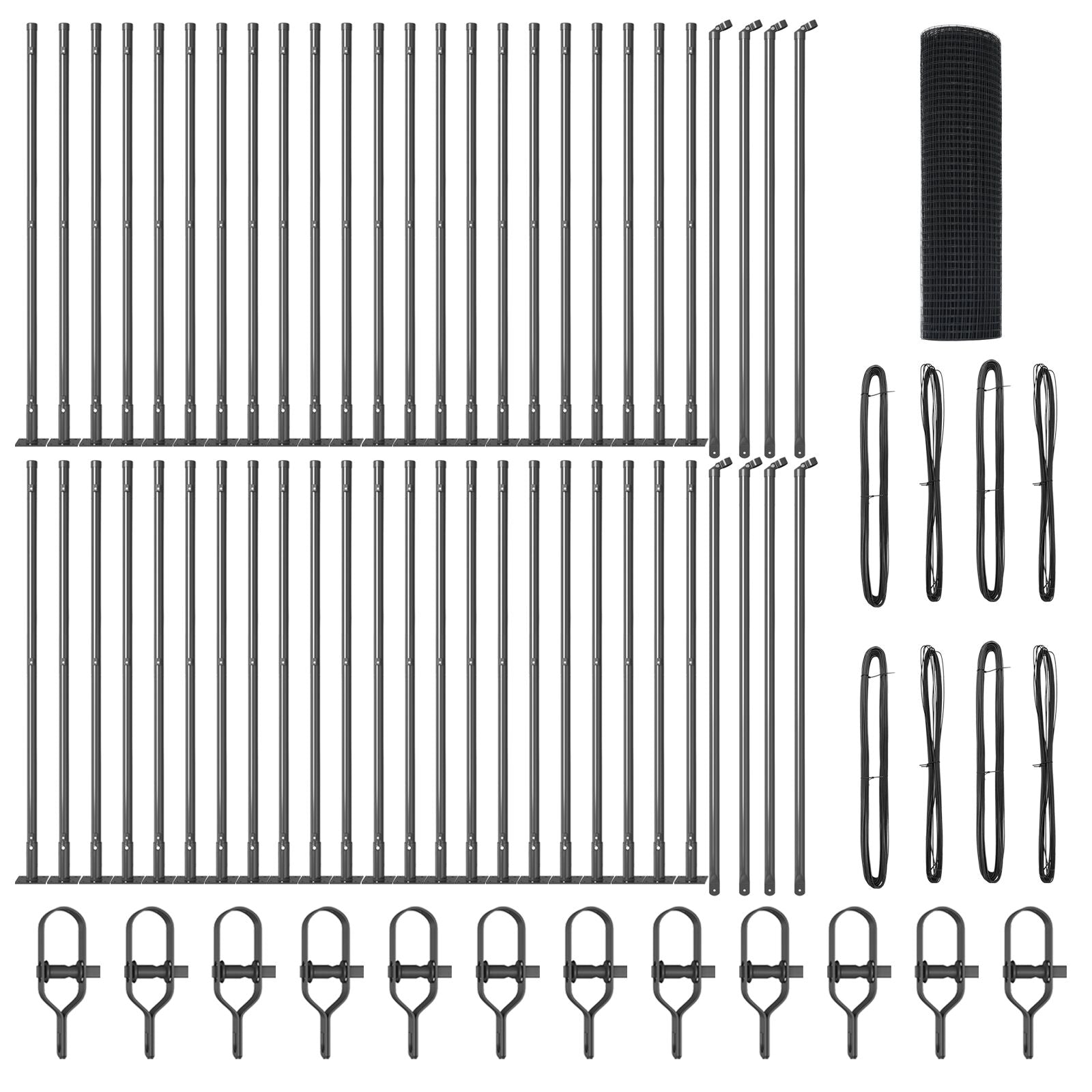 Cerca de Malla Soldada  con 13 Postes Flangeados Gris 0.6x100 m Acero V7756 Vetonek