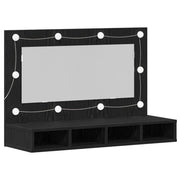 Armario Espejo LED en Roble Negro - 90x31.5x62 cm V1797 Vetonek