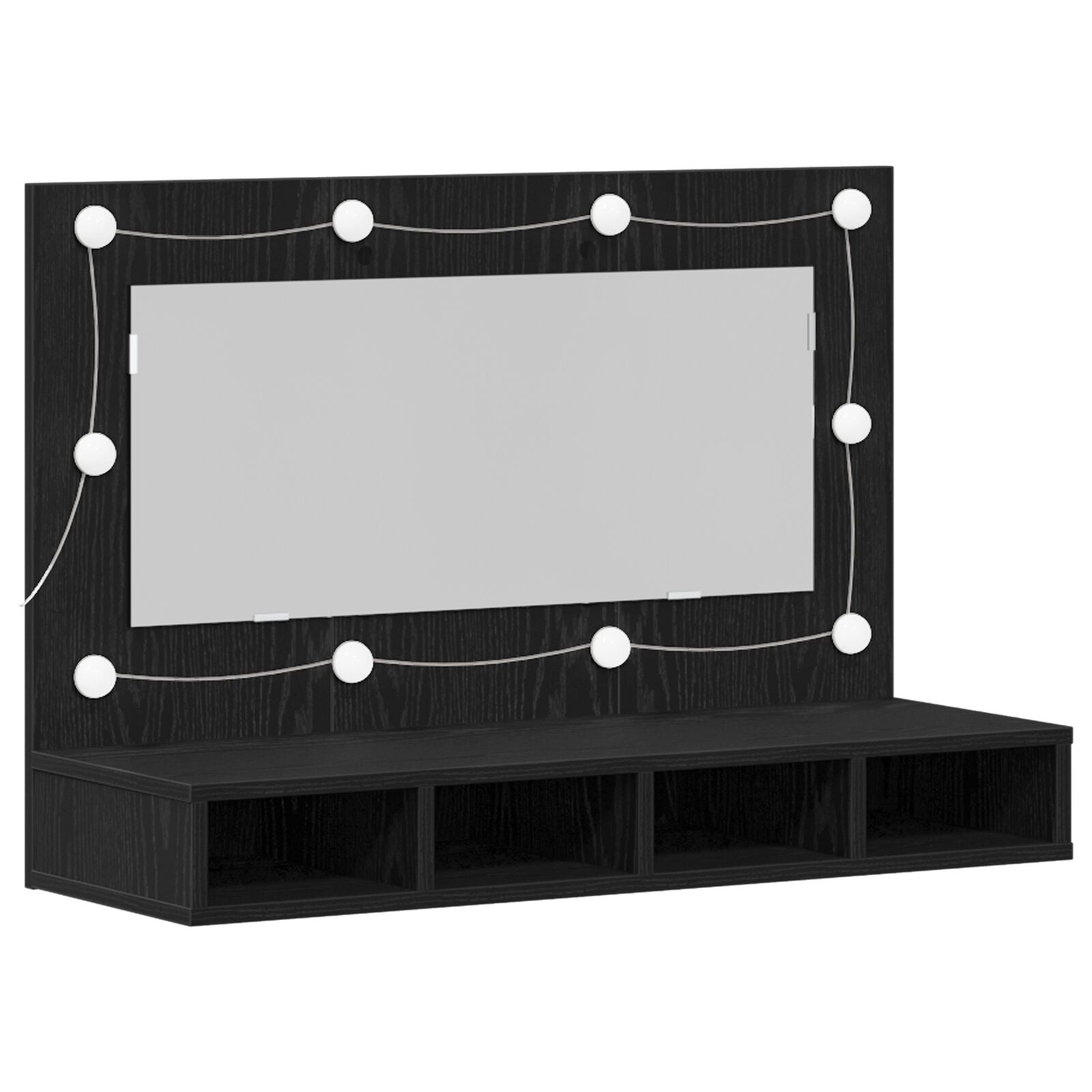 Armario Espejo LED en Roble Negro - 90x31.5x62 cm V1797 Vetonek