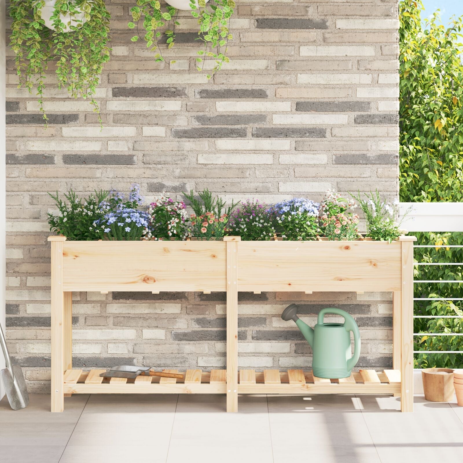 Jardín Planter de con Rejillas 161x43x76 cm Madera Sólida de Abeto V0692 Vetonek