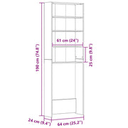 Black Oak Washing Machine Cabinet 64x24x190 cm Technical Wood V0677 Vetonek