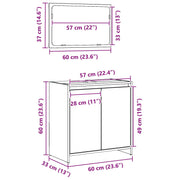 Armario de baño con espejo de madera de roble negro 60x33x61 cm de madera de ingeniería V9107 Vetonek