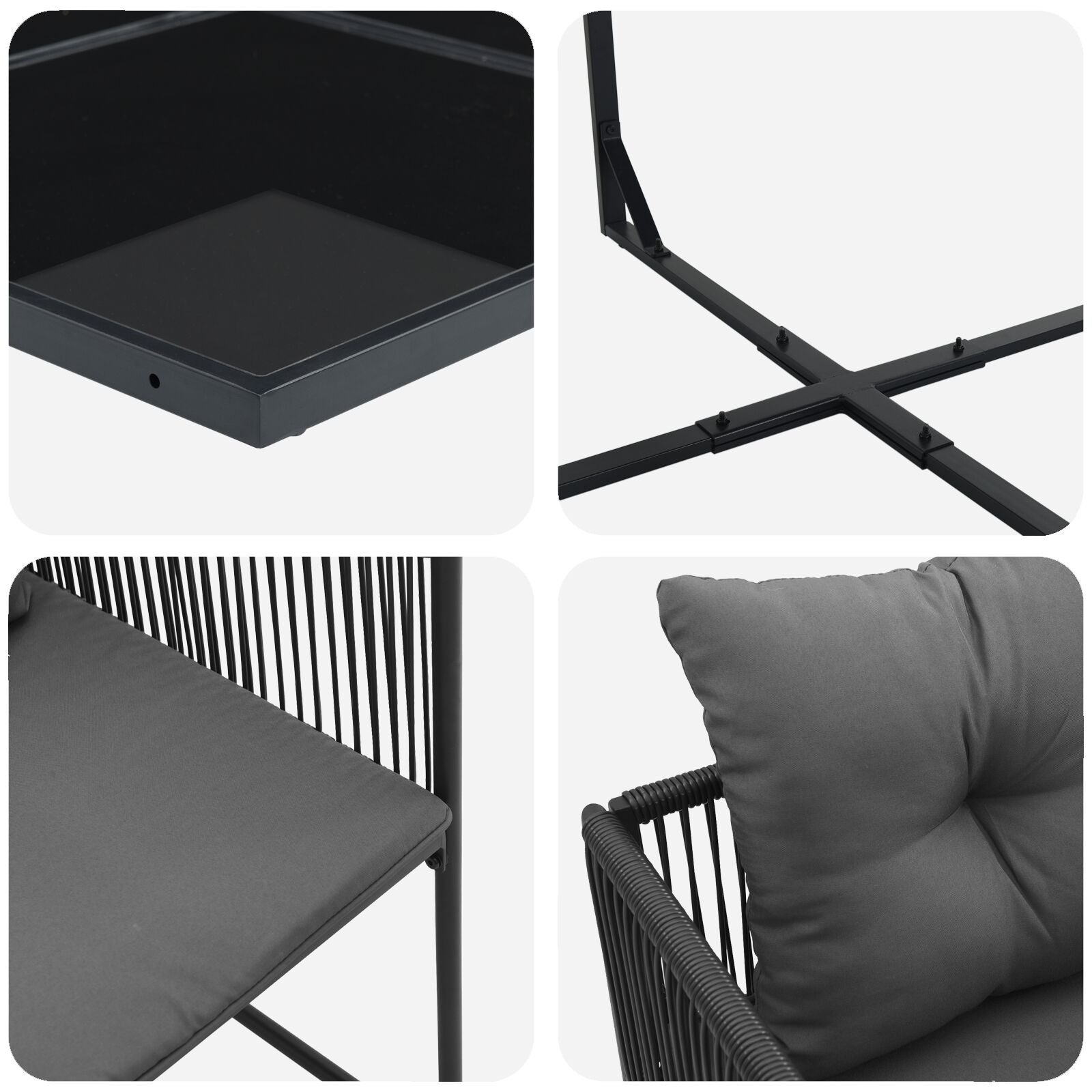 6 Piece Garden Dining Set with Steel Cushions and Synthetic Rattan V1590 Vetonek